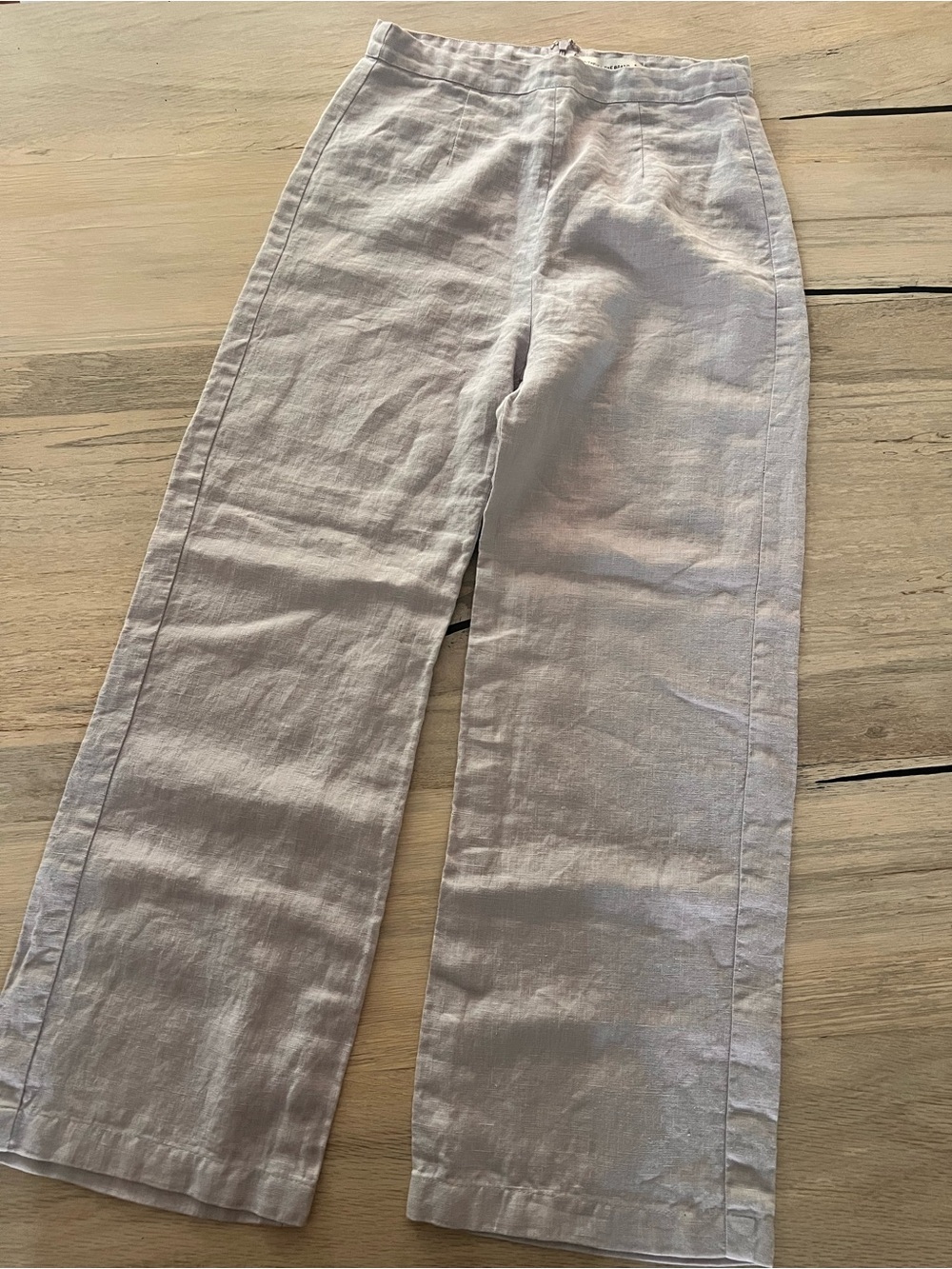 Faithfull The Brand Pants Womens 4 Light Purple High Rise Wide Leg Linen Pants